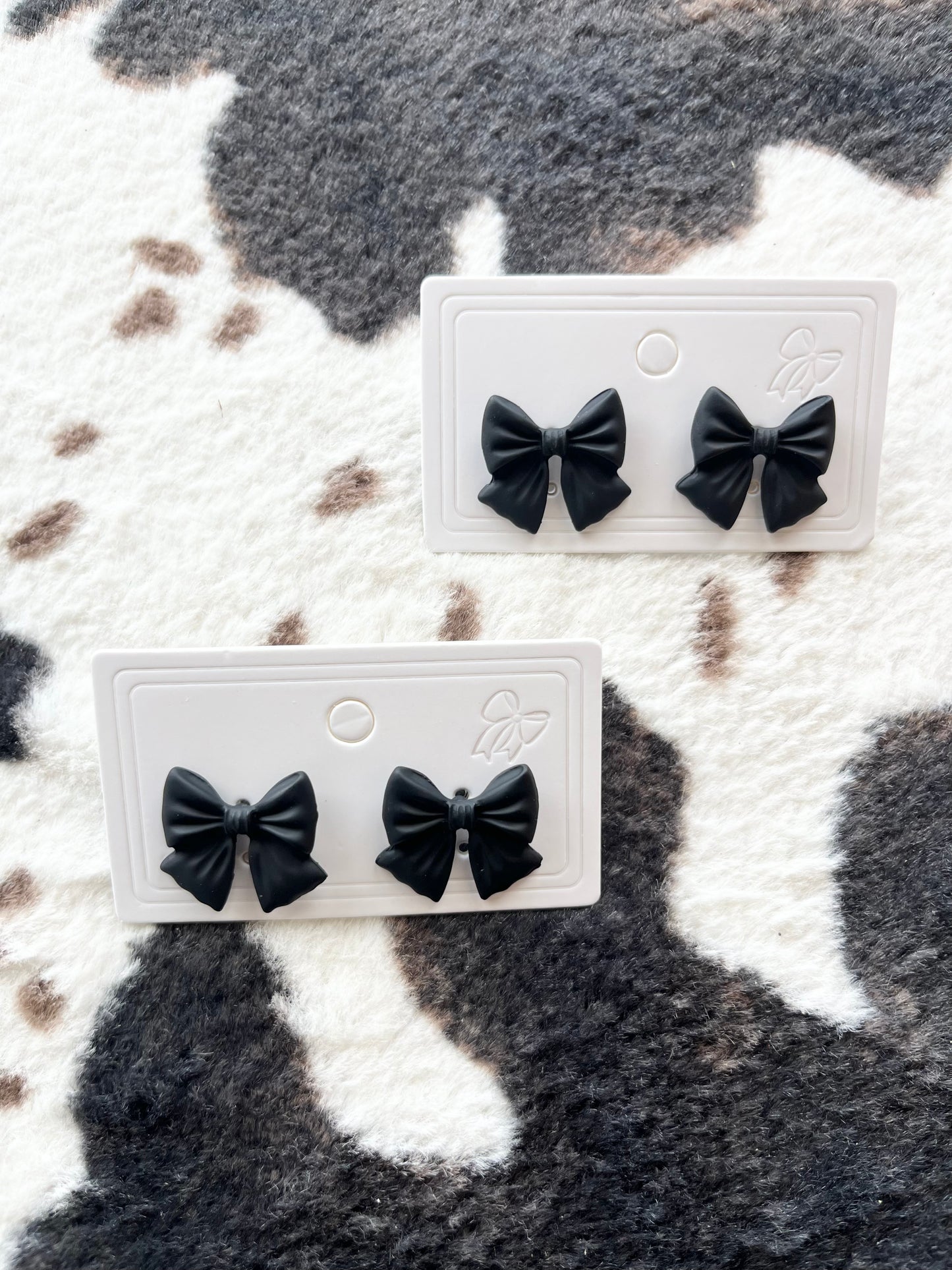 Black Bow Stud Earrings