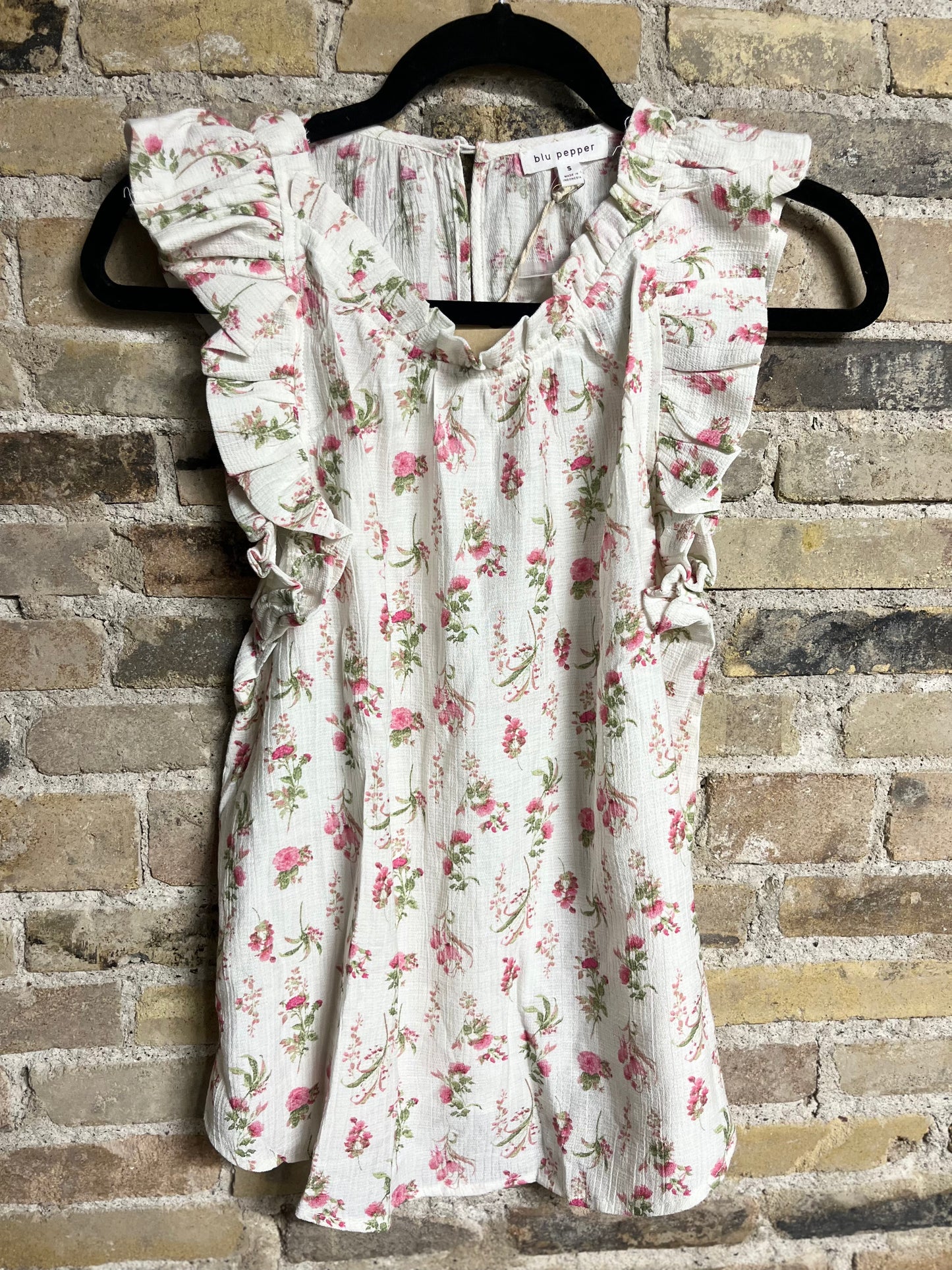 Floral Ruffle Detail Sleeveless Top