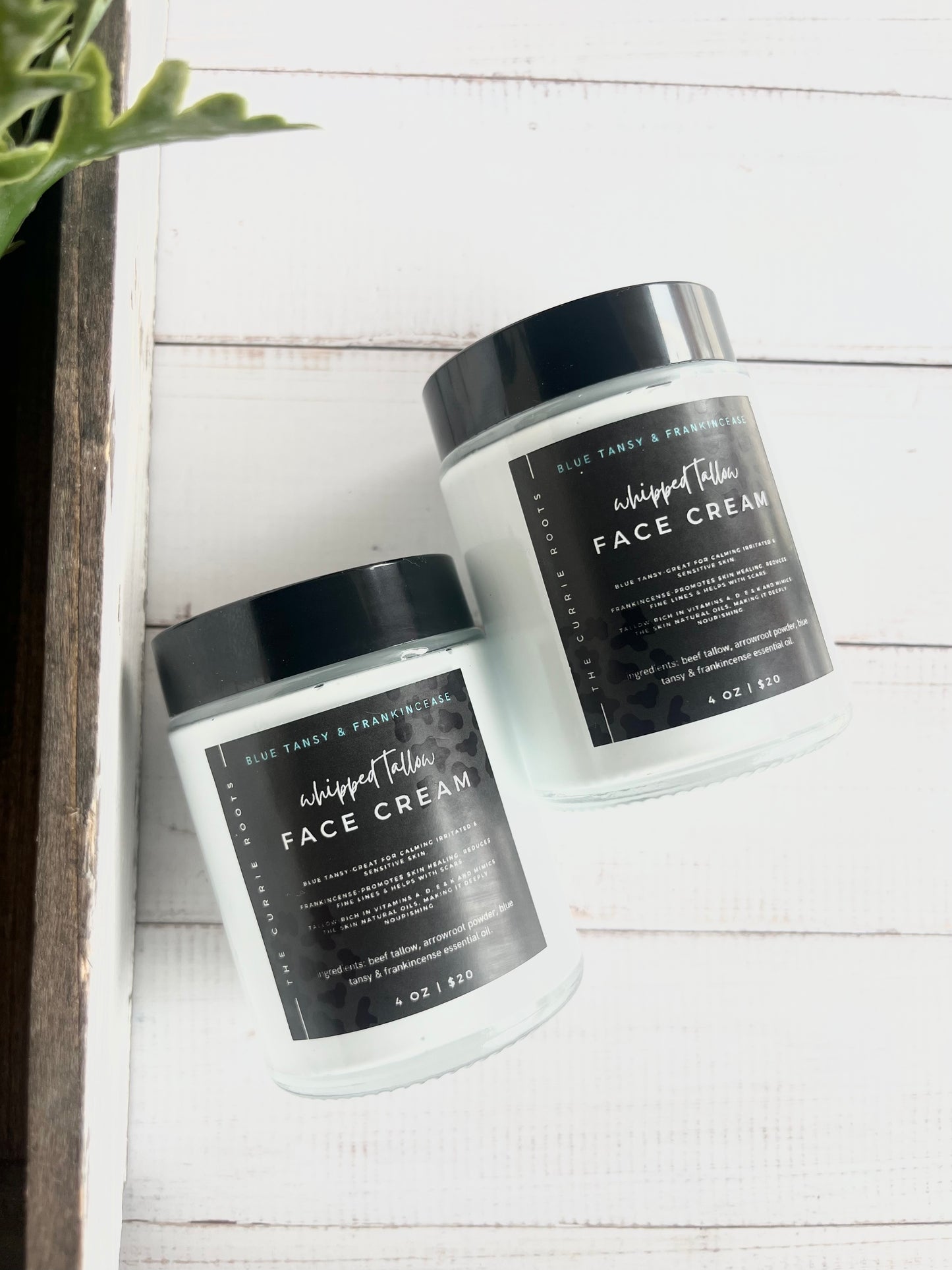 Blue Tansy & Frankincense Whipped Tallow Face Cream | 4 oz | Calming | Sensitive Skin | Enriched in Vitamins