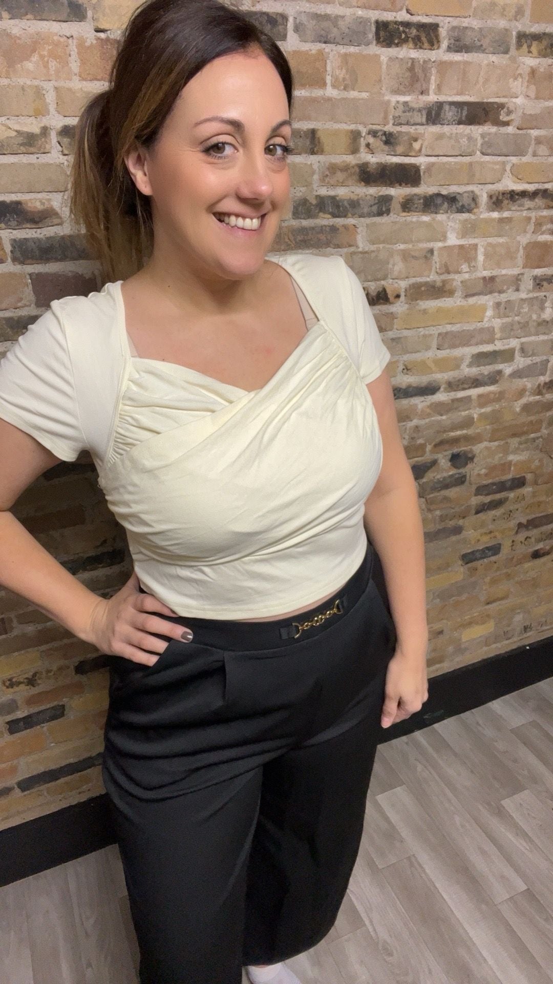 Women's Solid Color Top $ Wide Leg Pants