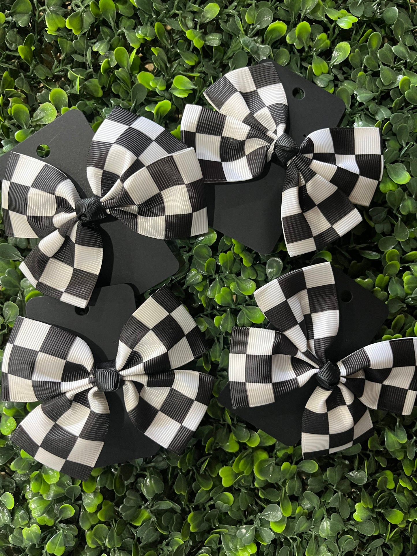 Checkered Bow Hair Clips