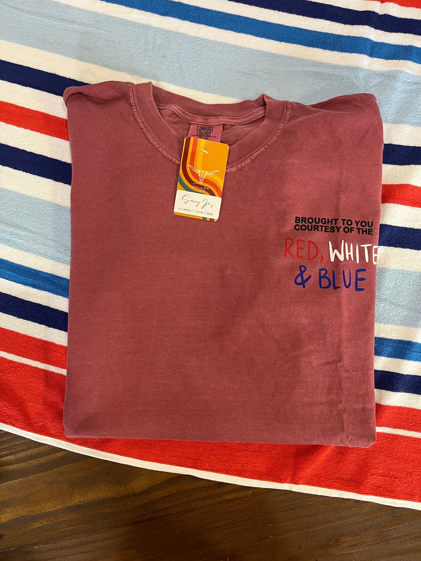 Brought To You Courtest of the Red, White & Blue Tee | Savvy Jos