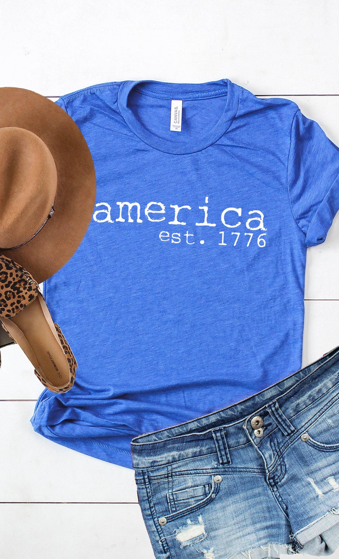 America est 1766 Patriotic 4th of July Graphic Tee