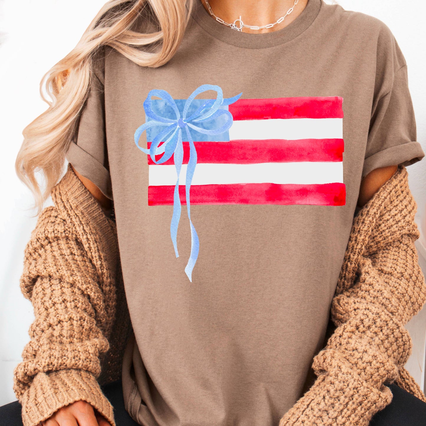 Coquette American Flag | July 4th Graphic Tee | Gildan