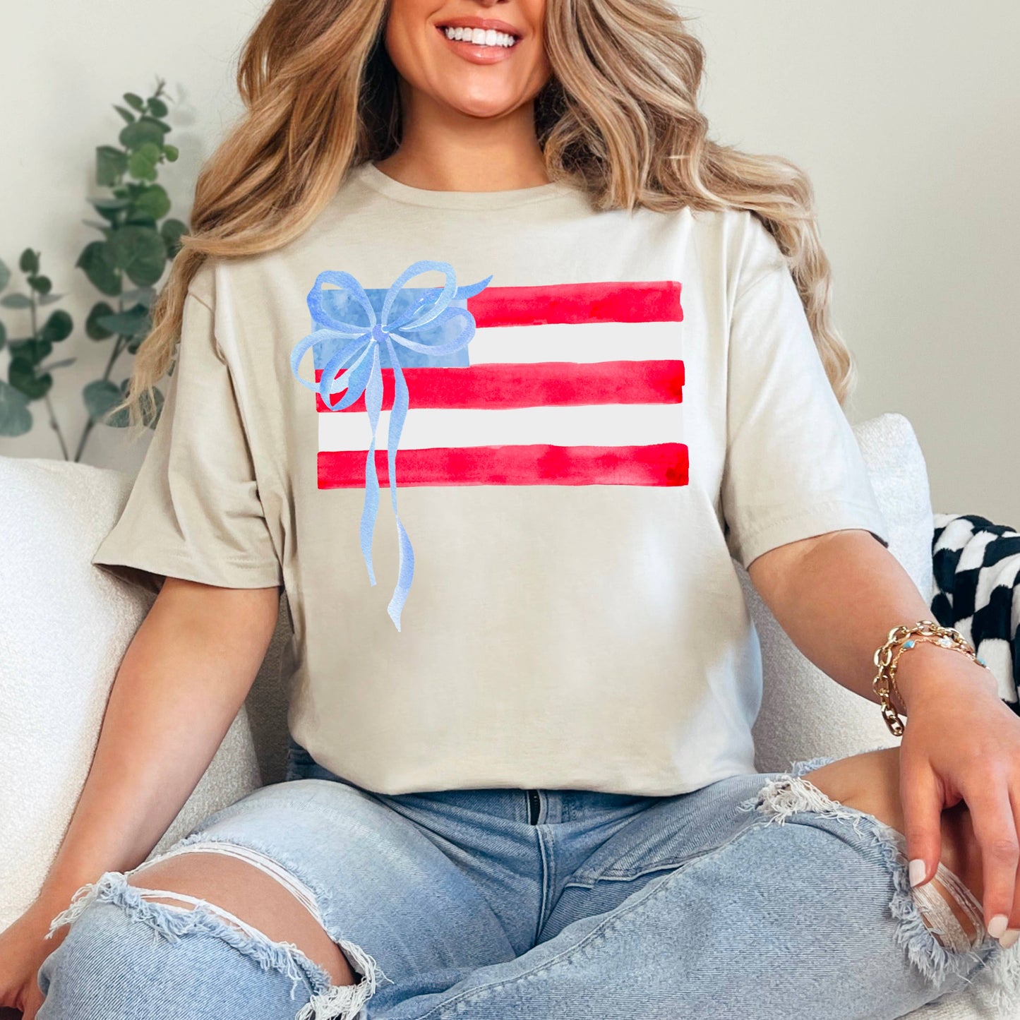 Coquette American Flag | July 4th Graphic Tee | Gildan