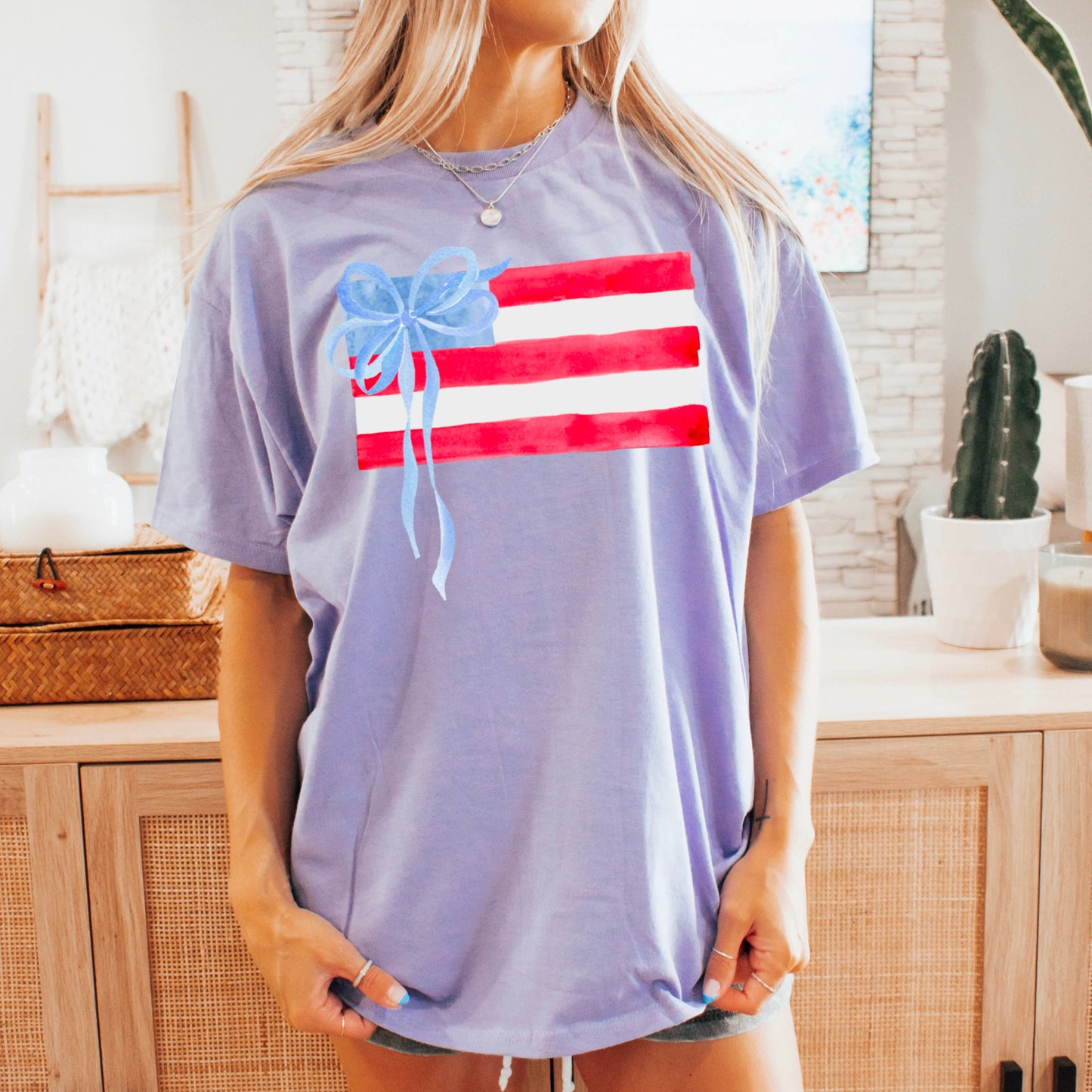 Coquette American Flag | July 4th Graphic Tee | Gildan
