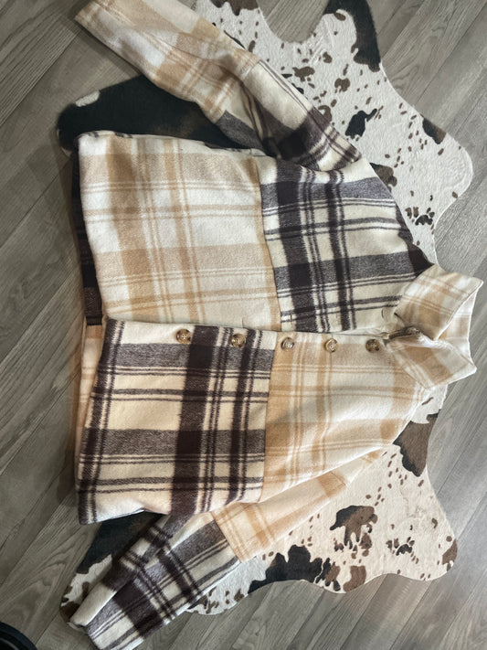 Tan And Brown Button Coat/ Hazel & Grace