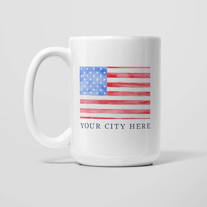 Local Town American Flag Custom USA City Mug