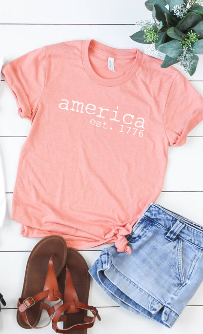 America est 1766 Patriotic 4th of July Graphic Tee