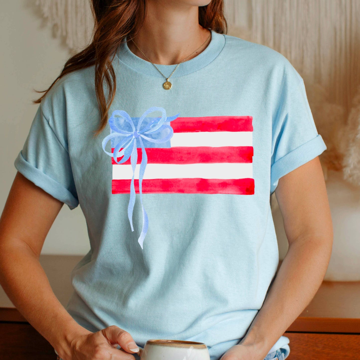 Coquette American Flag | July 4th Graphic Tee | Gildan