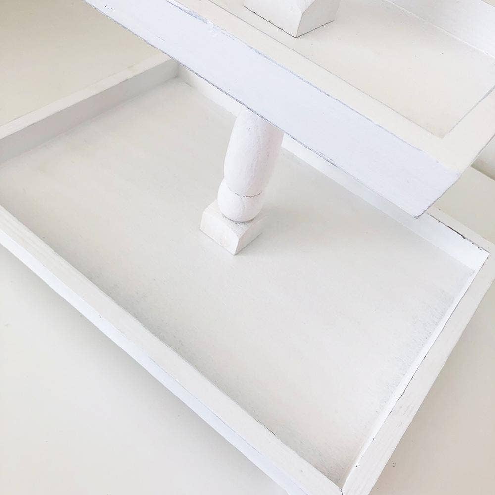 Foundations Decor Tiered Tray - Distressed White Rectngl 15"