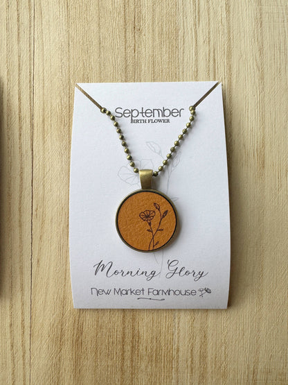 Birth Month Flower Necklaces - Leather Pendant Necklace Set