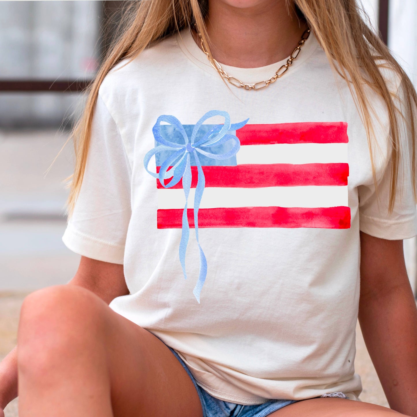 Coquette American Flag | July 4th Graphic Tee | Gildan