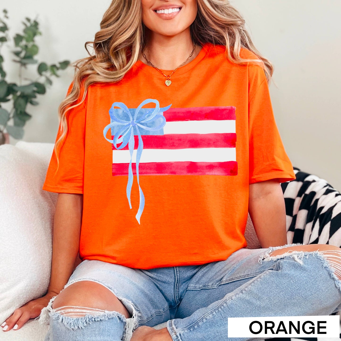 Coquette American Flag | July 4th Graphic Tee | Gildan