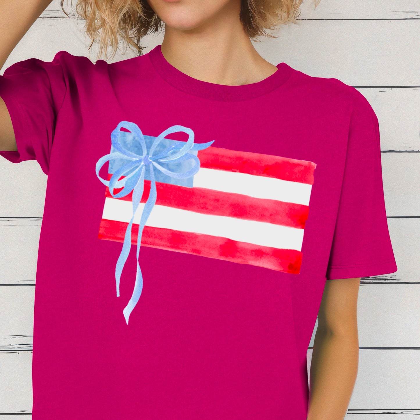 Coquette American Flag | July 4th Graphic Tee | Gildan