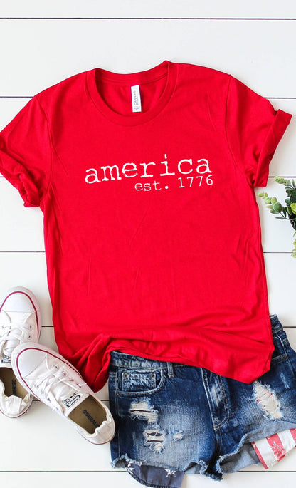 America est 1766 Patriotic 4th of July Graphic Tee
