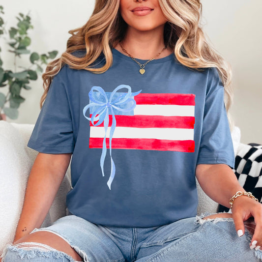 Coquette American Flag | July 4th Graphic Tee | Gildan
