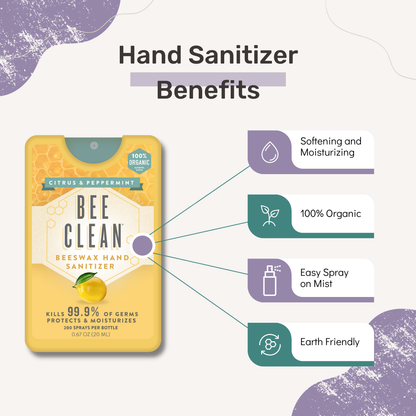 Bee Clean Organic Beeswax Hand Sanitizer - 12 pack
