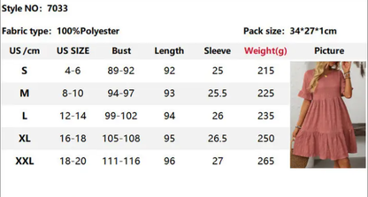Ruffle Sleeve Tiered Mini Dress Flowy Summer Casual: Bean paste powder / 100% Polyester / S