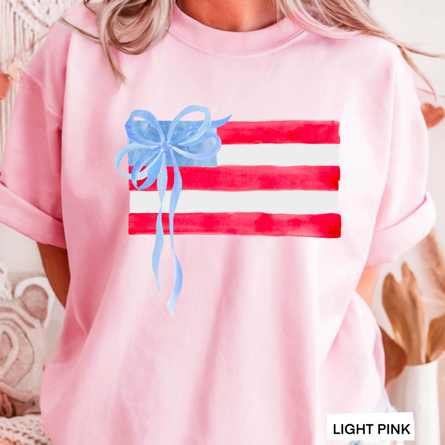 Coquette American Flag | July 4th Graphic Tee | Gildan