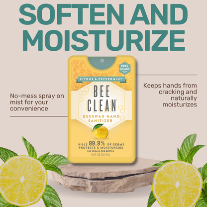 Bee Clean Organic Beeswax Hand Sanitizer - 12 pack