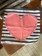 Black & White Strip | Pink Heart Pillow Case | 18 x 18