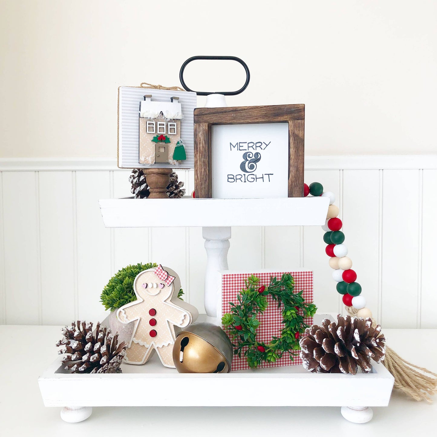 Foundations Decor Tiered Tray - Distressed White Rectngl 15"
