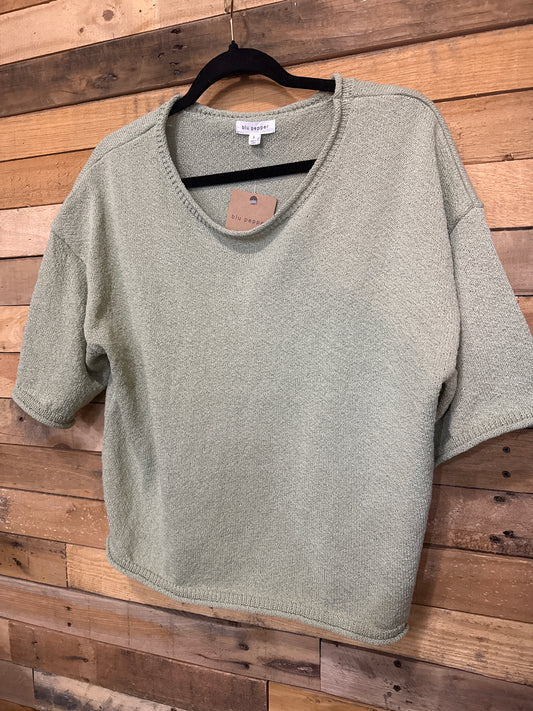 Blu Pepper Raw Edge Crop Top | Green | Hazel & Grace Boutique