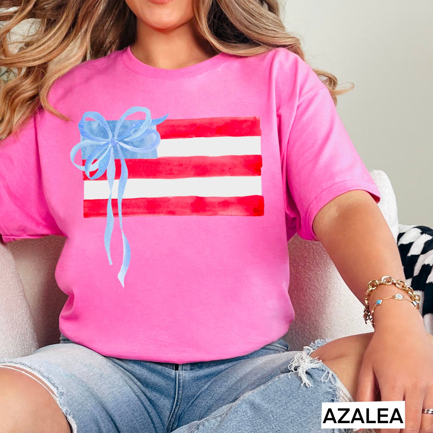 Coquette American Flag | July 4th Graphic Tee | Gildan