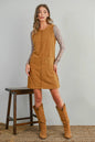 Corduroy Sleeveless Patch Pocket Mini Dress | S-XL