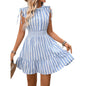 Striped Sleeveless Summer Dress with Smocked Waist