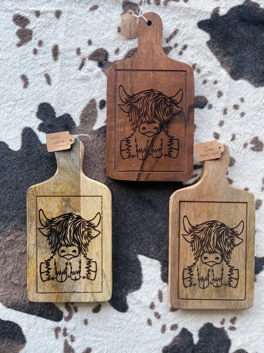 Small Cheese Board/Highland Cow
