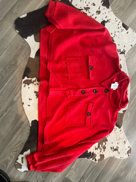 Red Cropped Sweater/ Hazel & Grace