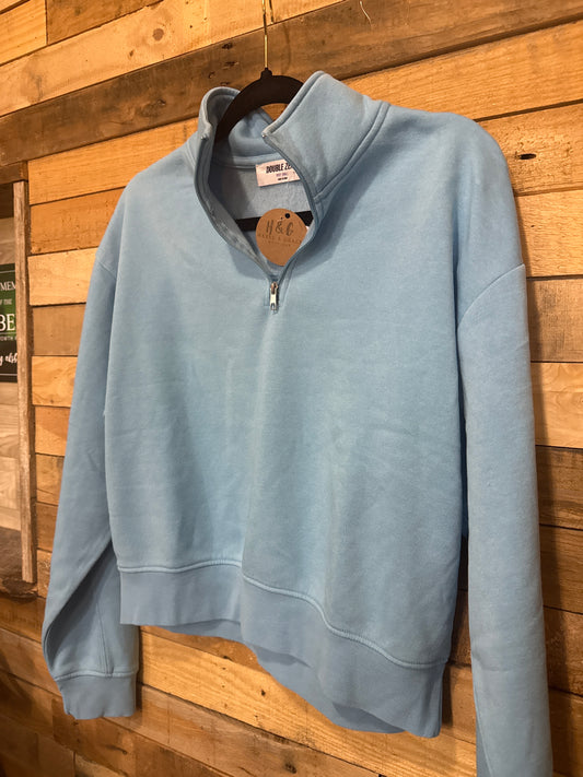 Half-Zip Up Pull Over | Blue | Hazel & Grace Boutique