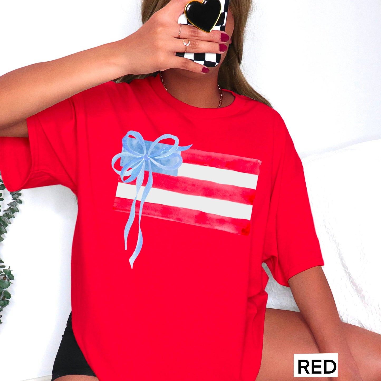 Coquette American Flag | July 4th Graphic Tee | Gildan