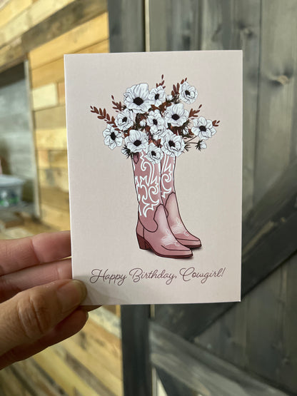 Cowgirl Themed Birthday Card