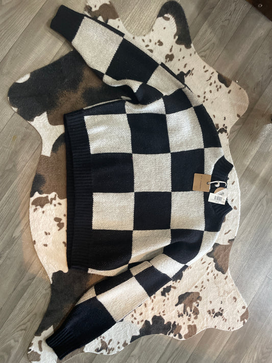 Black and White Checkered Cropped Top/ Hazel & Grace