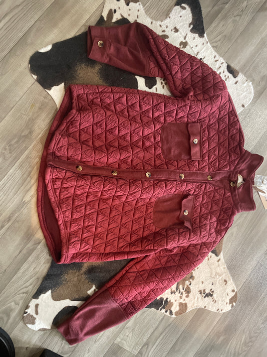 Maroon Brick Quilted Jacket/ Hazel & Grace
