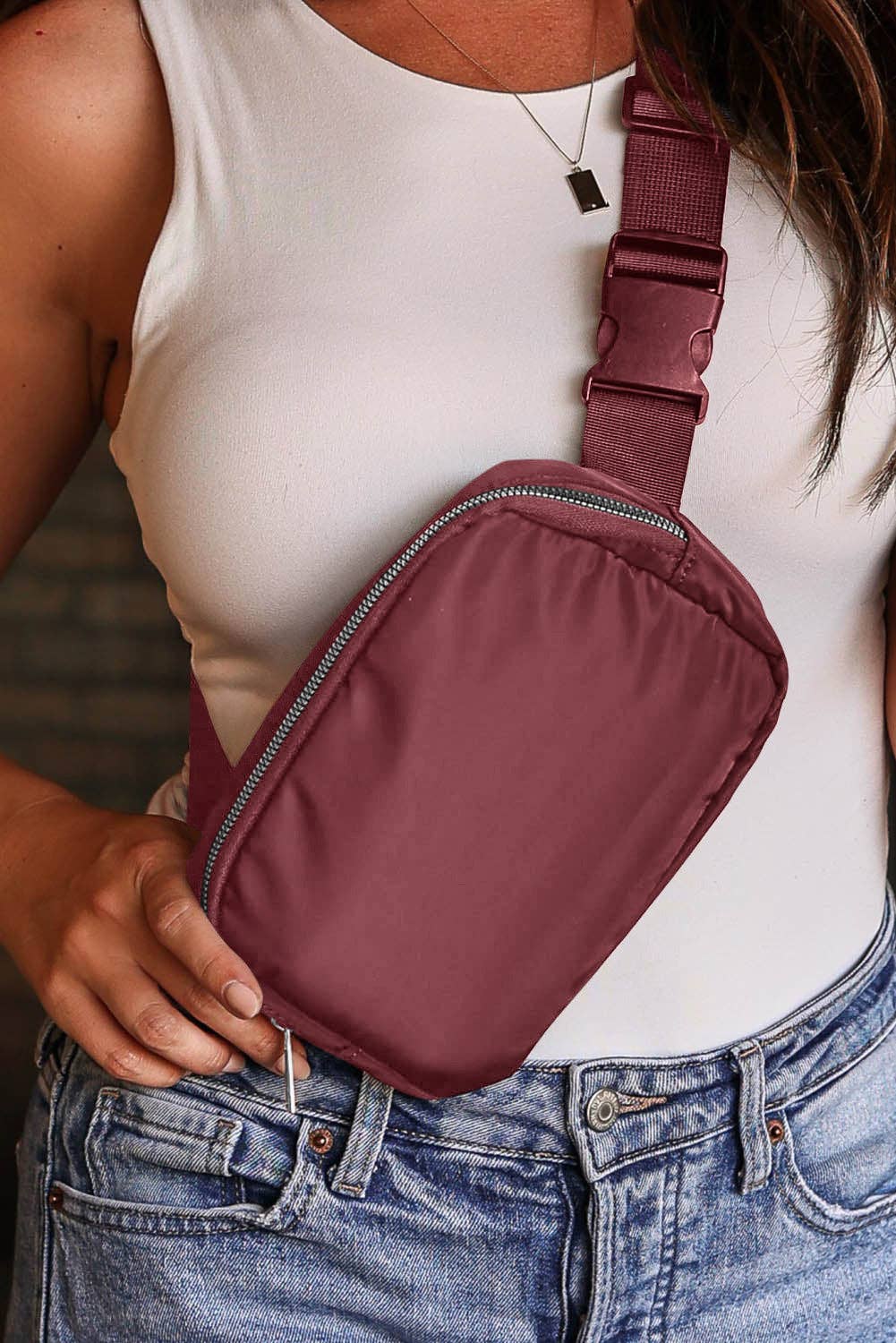 Waterproof Zipped Crossbody Chest Bag 20*5*14cm