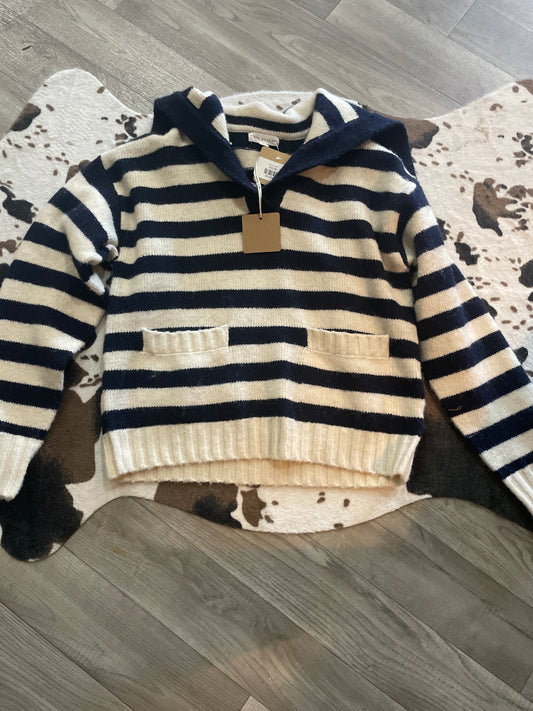 Blue and Cream Stripped Pull Over Sweater/ Hazel & Grace
