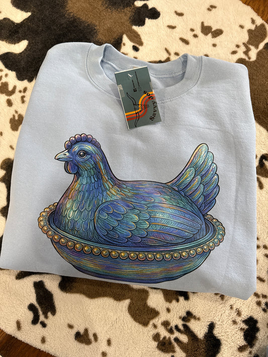 Vintage Chicken Sweatshirt | Blue | Savvy Jo