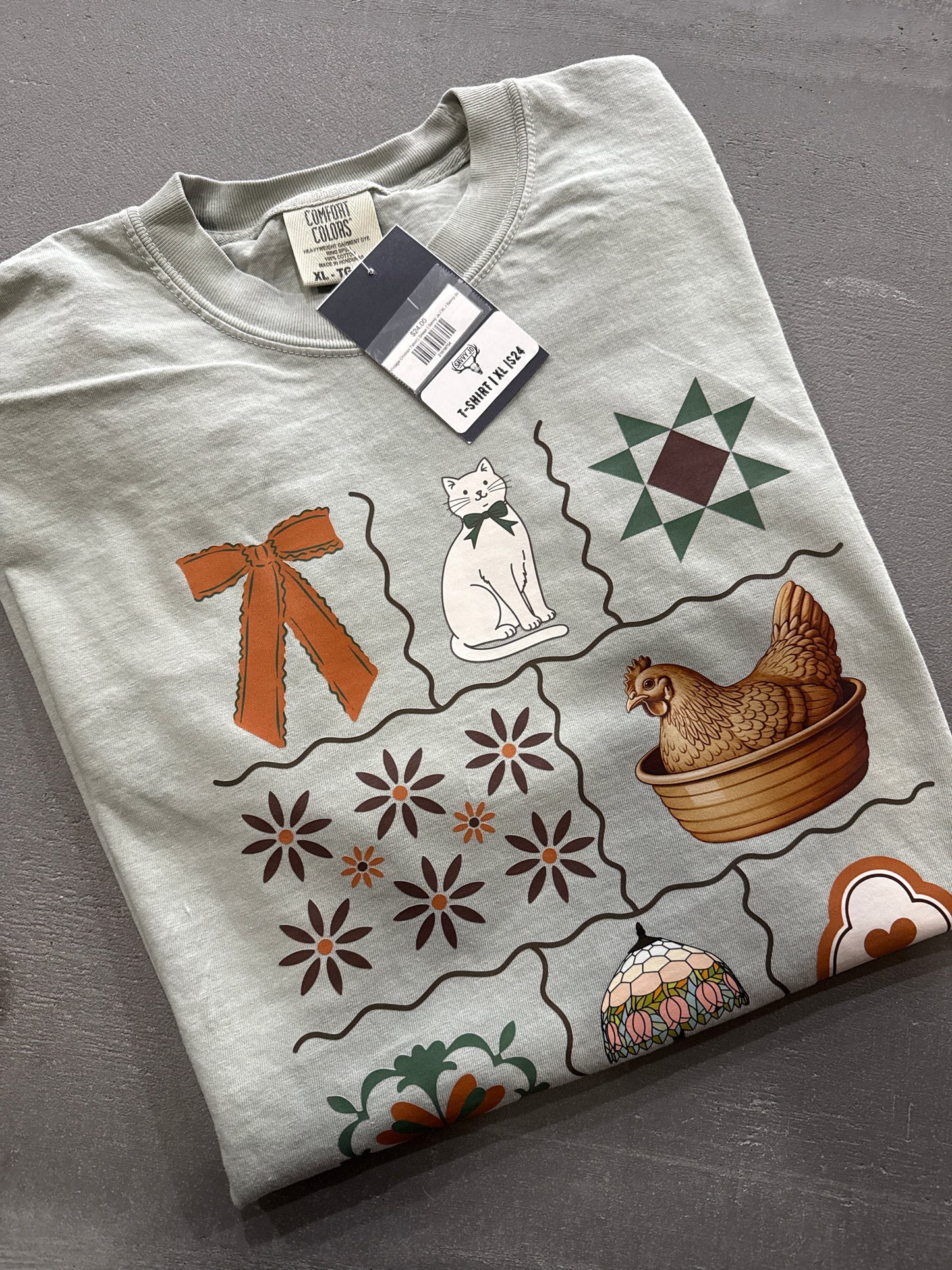Vintage Chicken Tshirt | Green | Savvy Jo