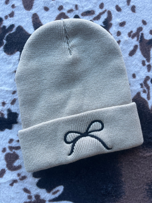 Tan Bow Beanie