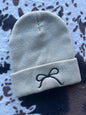 Tan Bow Beanie