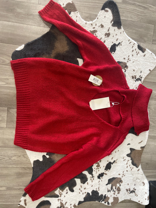 Red Keyhole Sweater/ Hazel & Grace