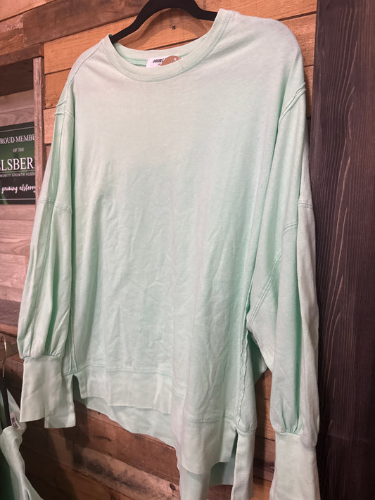 Oversized Long Sleeve Shirt | Green | Hazel & Grace Boutique