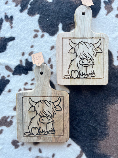 Mini Cheese Board/Highland Cow