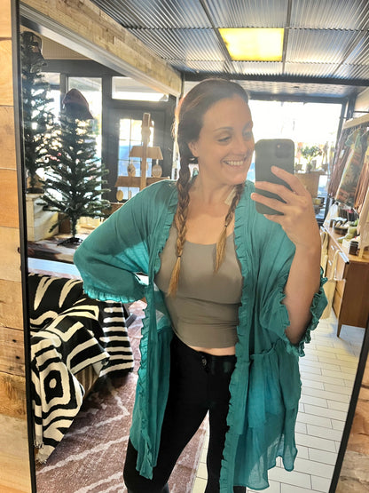 Wild Horse Ruffled Open Cardigan