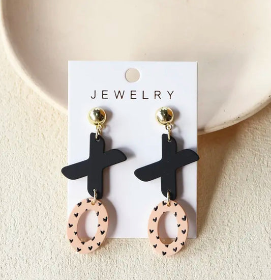 Valentine's Day Black X0 Dangle Earrings