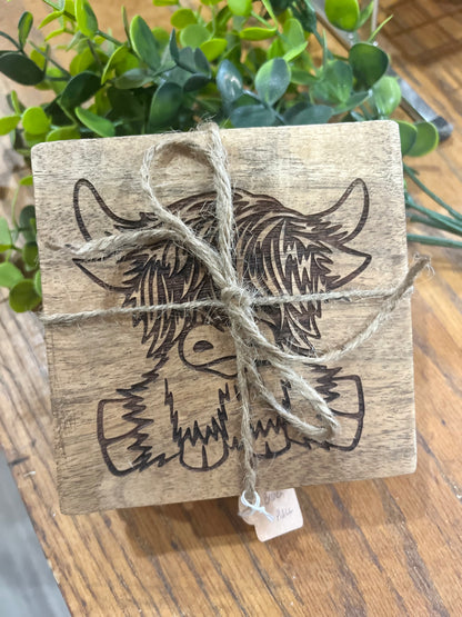 Wood coasters Set of 4